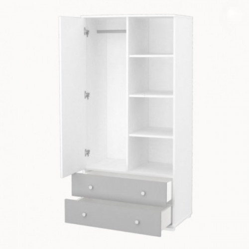 Szekrény Erik 1 ajtós 2 fiókos ezüst-fehér