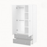 Szekrény Erik 2 ajtós 2 fiókos ezüst-fehér