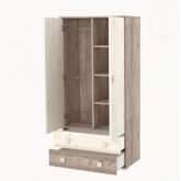 Szekrény Viki 2 ajtós 2 fiókos krém-fűz