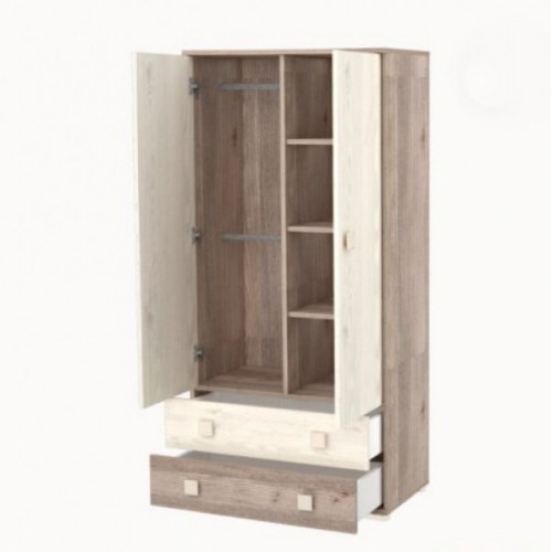 Szekrény Viki 2 ajtós 2 fiókos krém-fűz